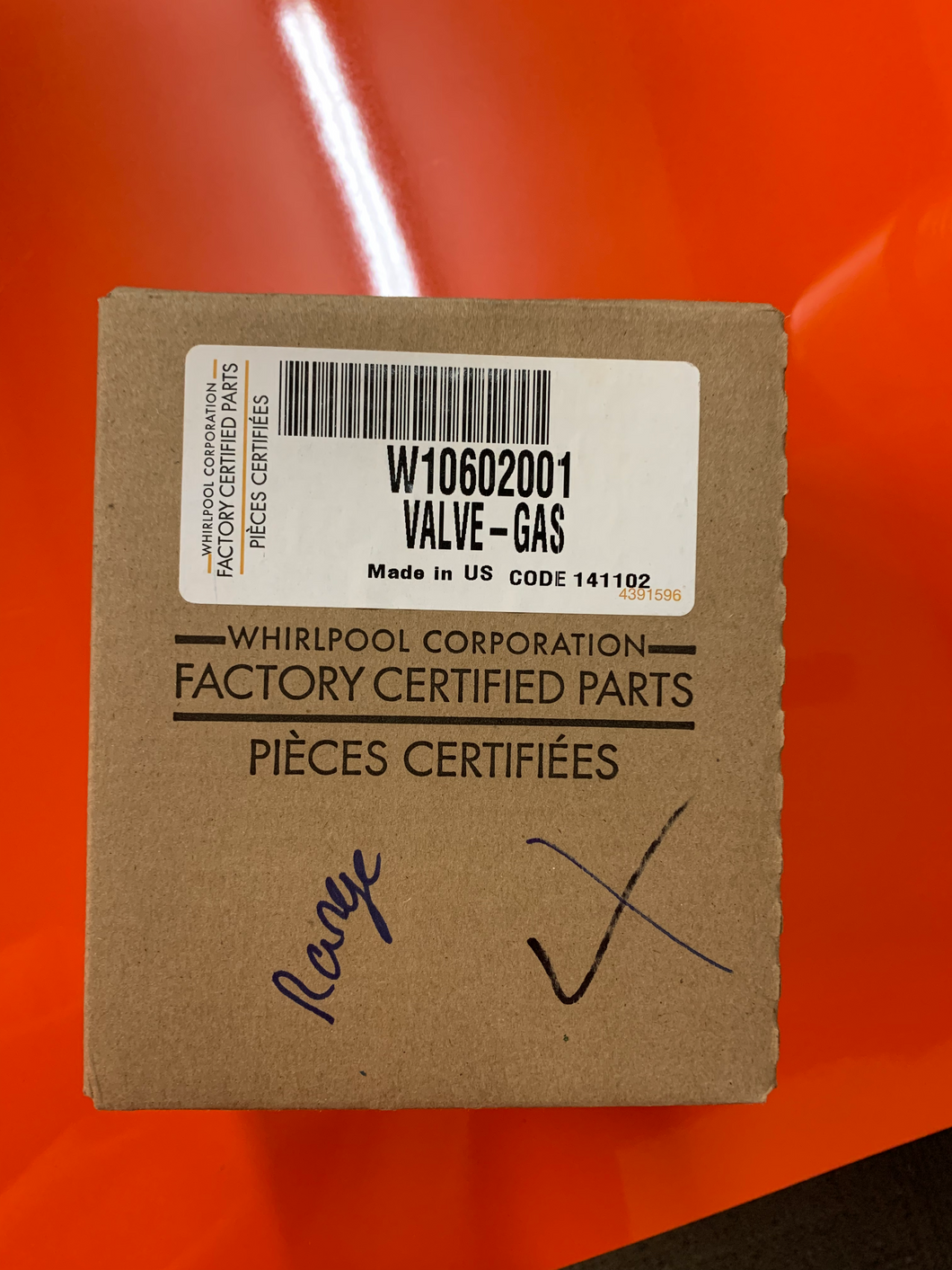 Valve, GAS P/N #W10602001